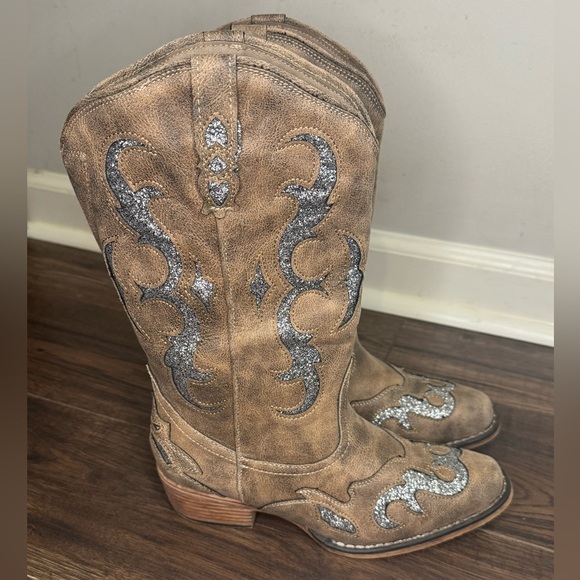 Pierre Dumas brown boots with glitter embellishments size 7 - Picture 1 of 6